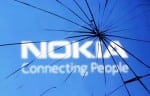 An illustration picture shows Nokia logo through a broken glass